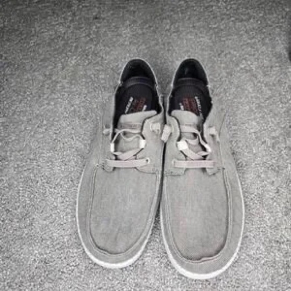 Casual Men’s Gray Canvas Lace-Up Shoes - Picture 1 of 9